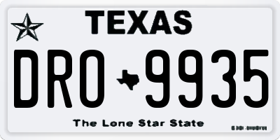 TX license plate DRO9935