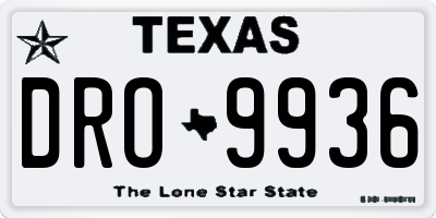 TX license plate DRO9936