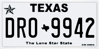 TX license plate DRO9942