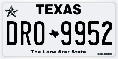 TX license plate DRO9952