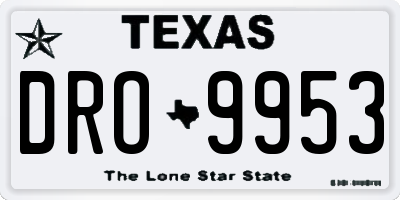 TX license plate DRO9953
