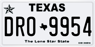 TX license plate DRO9954