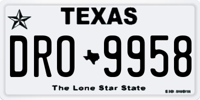 TX license plate DRO9958