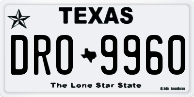 TX license plate DRO9960