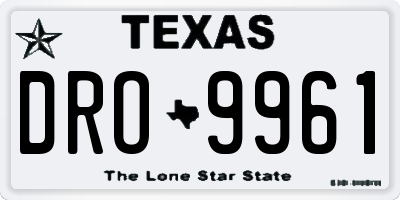 TX license plate DRO9961