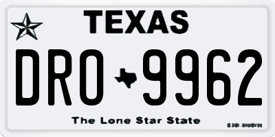 TX license plate DRO9962
