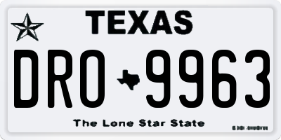 TX license plate DRO9963