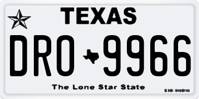 TX license plate DRO9966