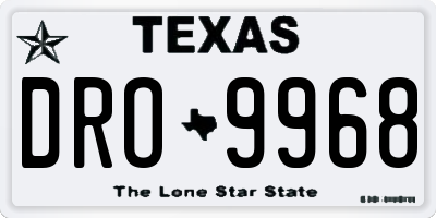 TX license plate DRO9968