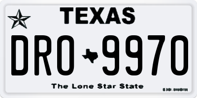 TX license plate DRO9970