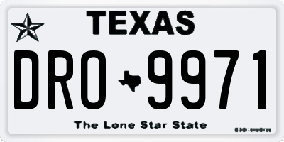TX license plate DRO9971