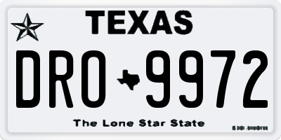TX license plate DRO9972