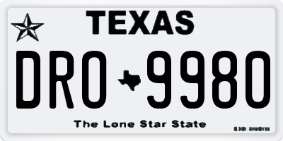 TX license plate DRO9980