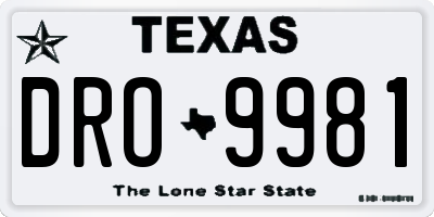 TX license plate DRO9981