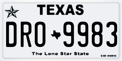 TX license plate DRO9983