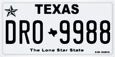 TX license plate DRO9988