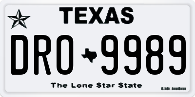 TX license plate DRO9989