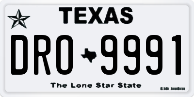 TX license plate DRO9991