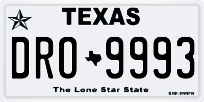 TX license plate DRO9993