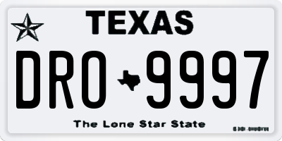TX license plate DRO9997