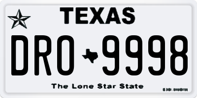 TX license plate DRO9998
