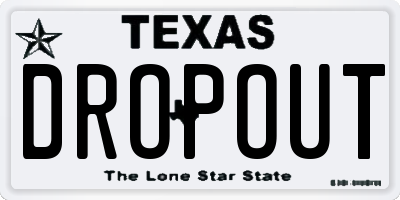 TX license plate DROPOUT