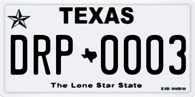TX license plate DRP0003