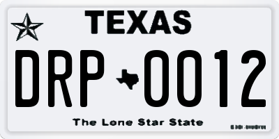 TX license plate DRP0012