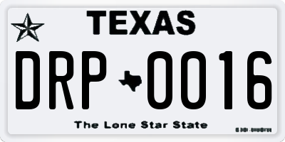TX license plate DRP0016