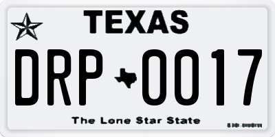 TX license plate DRP0017