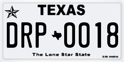 TX license plate DRP0018