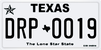 TX license plate DRP0019