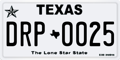 TX license plate DRP0025