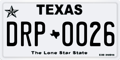 TX license plate DRP0026