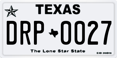 TX license plate DRP0027