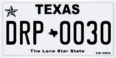 TX license plate DRP0030