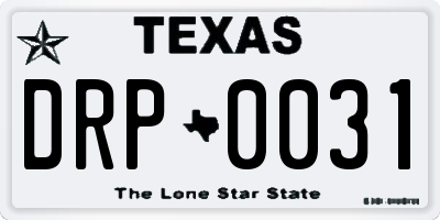 TX license plate DRP0031