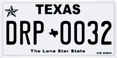 TX license plate DRP0032