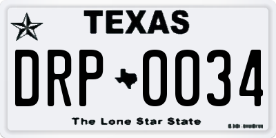 TX license plate DRP0034