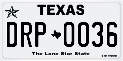 TX license plate DRP0036