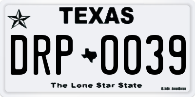 TX license plate DRP0039