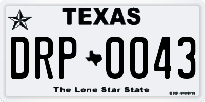 TX license plate DRP0043