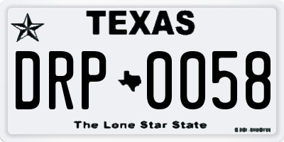 TX license plate DRP0058