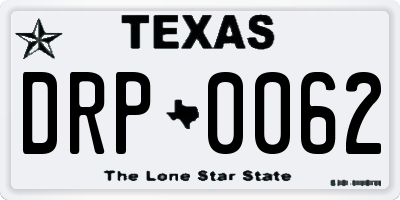 TX license plate DRP0062