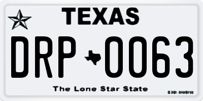 TX license plate DRP0063