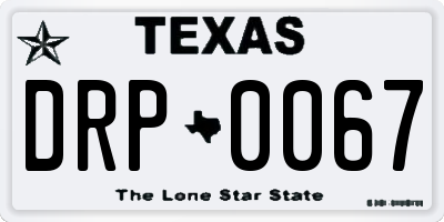 TX license plate DRP0067
