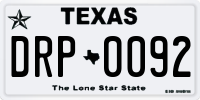TX license plate DRP0092