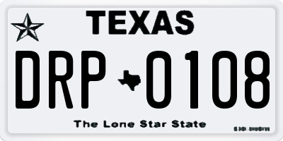 TX license plate DRP0108