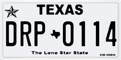 TX license plate DRP0114