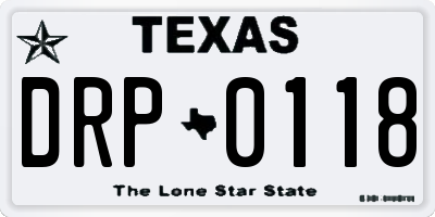 TX license plate DRP0118